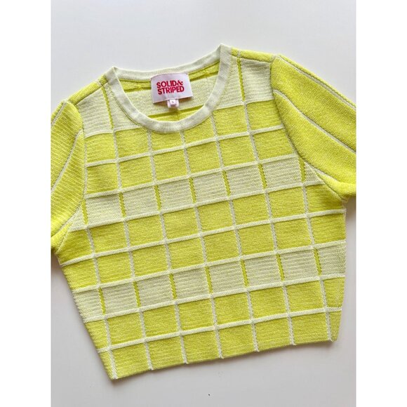 NWOTT SOLID & STRIPED Cara Pear Gingham Knit Cropped T-Shirt, Size S - Picture 5 of 9